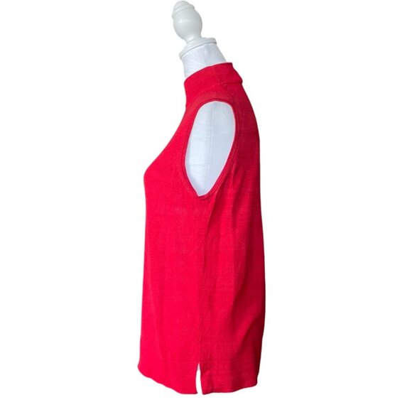Cable & Gauge 100% Silk Sleeveless Mock Neck Top – Red, Size L - Picture 3 of 8